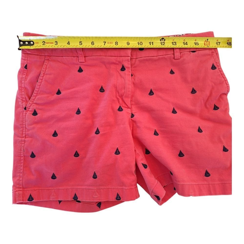 British Khaki Pink Shorts Embroidered Sailboats Cotton Stretch size 6 Pockets - Picture 8 of 12